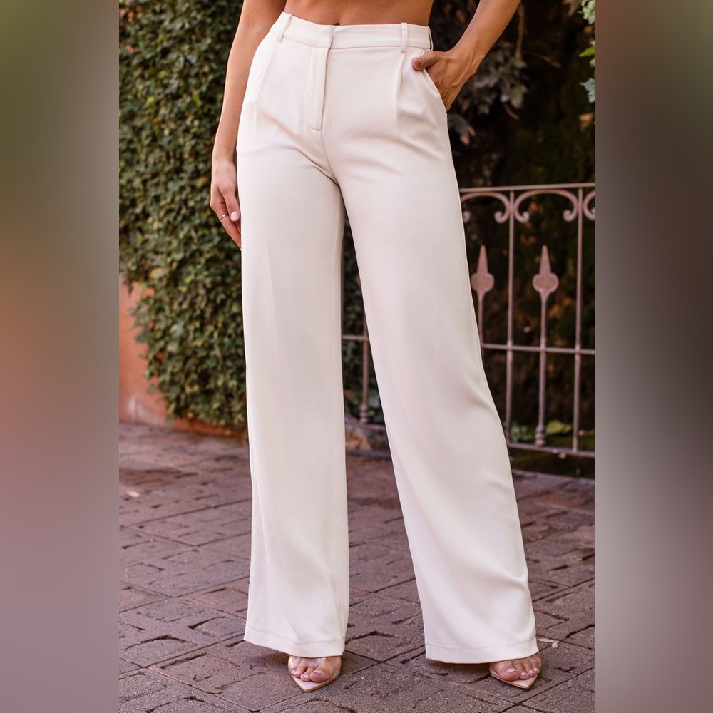 GOOD FEELING IVORY HIGH RISE PANTS - NWT